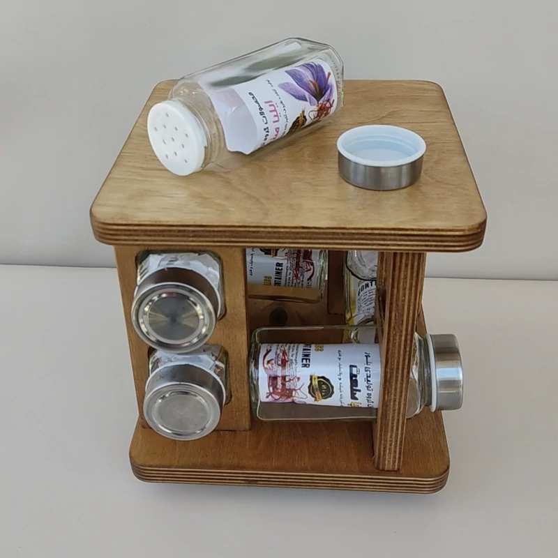 جا ادویه  چوبی گردون 8تایی ahome (چوب رنگ شده ضد آب)